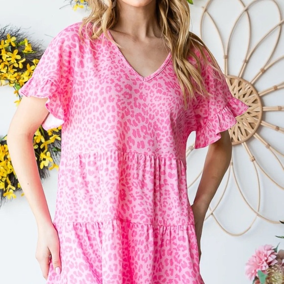 Heimish Full Size Leopard Ruffle Trim Short Sleeve Top - Picture 7 of 14